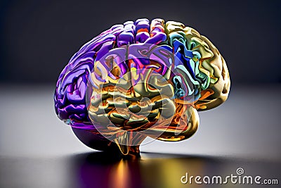 Human brain, colorful generative ai illustration Cartoon Illustration