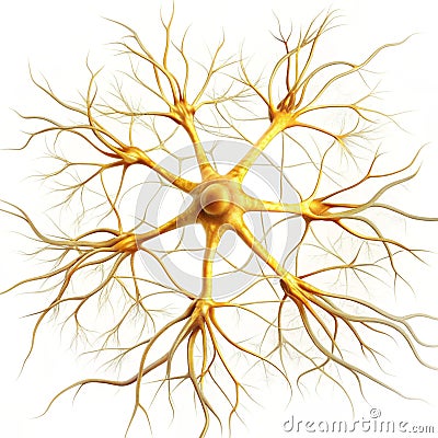 Anatomically accurate nerve cell model displaying its branching structure, ideal for neurology and biological education, isolated Stock Photo
