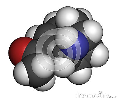 Anatoxin-a very fast death factor, VFDF molecule. 3D rendering. Atoms are represented as spheres with conventional color coding. Stock Photo