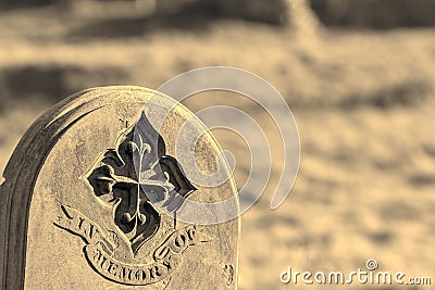 Ancestry and genealogy. Moonochrome ancient gravestone inscribed Stock Photo