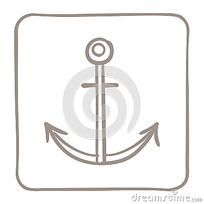 Anchor Icon in a light brown frame. Vector graphics. Vector Illustration