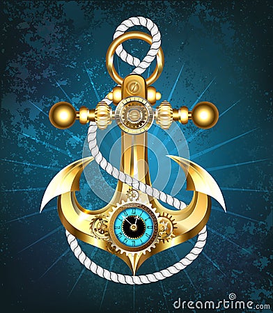 Anchor with clock Vector Illustration