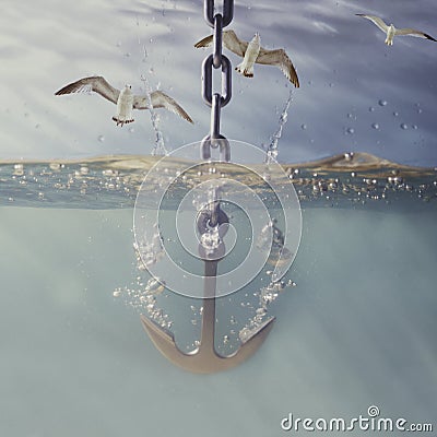 anchor dropping into water royalty free stock photography
