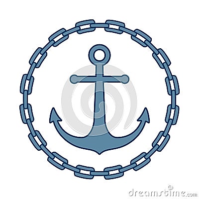 Anchor in frame of chain Cartoon Illustration