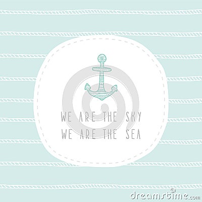 Anchor greeting card template. Vector Illustration