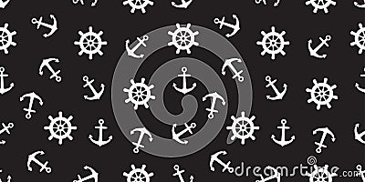 Anchor helm seamless pattern vector Nautical maritime sea ocean boat isolated wallpaper black Stock Photo