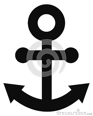 Anchor icon. Black nautical symbol. Sailing sign Vector Illustration