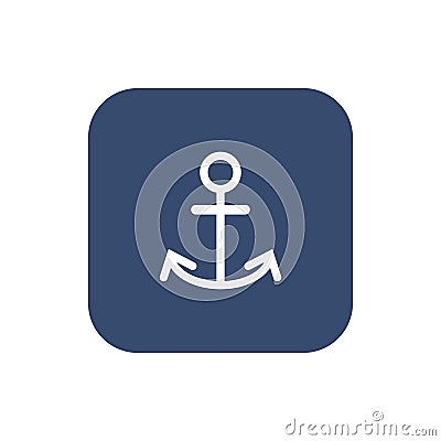 Anchor icon flat. White pictogram on dark background. Vector Illustration