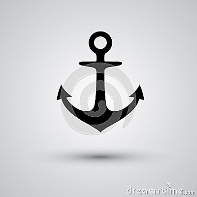Anchor icon on a gray background Cartoon Illustration