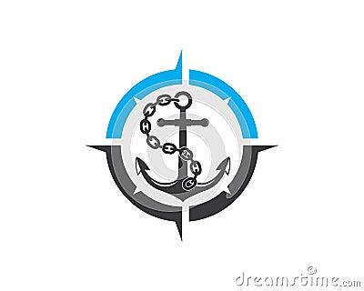 Anchor icon Logo compass design Template vector Vector Illustration