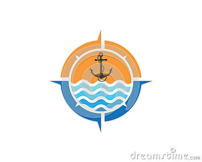 Anchor icon Logo compass design Template vector Vector Illustration