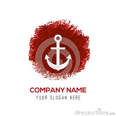 Anchor Icon - Red WaterColor Circle Splash Vector Illustration