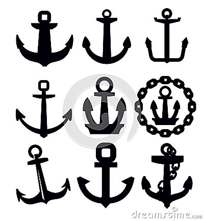 Anchor icon set Vector Illustration