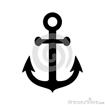 Anchor icon. Silhouette sea anchor. Black symbol boat or ship isolated on white background. Marine logo. Simple nautical design fo Vector Illustration