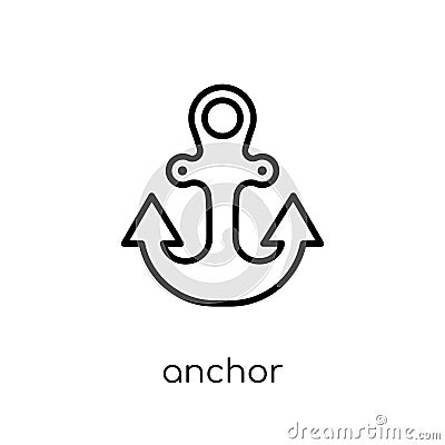 Anchor icon. Trendy modern flat linear vector Anchor icon on white background from thin line Nautical collection Vector Illustration