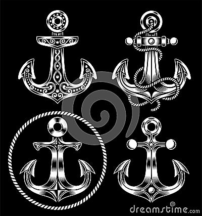 Anchor Icons Set Vector Illustration