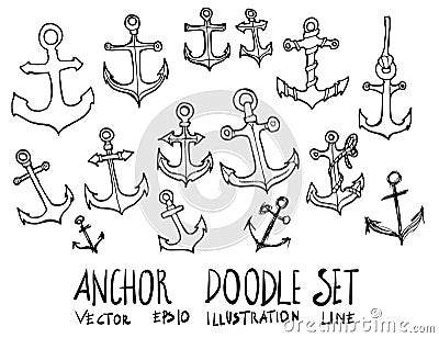 Anchor illustration Hand drawn doodle Sketch line Cartoon Illustration