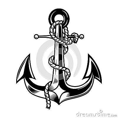 Anchor illustration isolated on white background. Design element for logo, label, emblem, sign. Vector Illustration