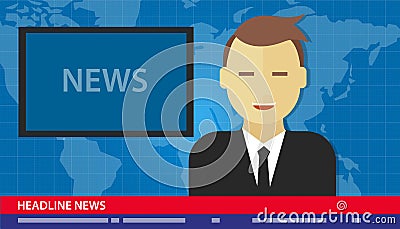 Anchor man news headline breaking tv Vector Illustration