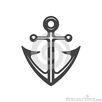 Anchor marine heavy tool ship sea travel journey nautical secure outline vintage icon vector Vector Illustration