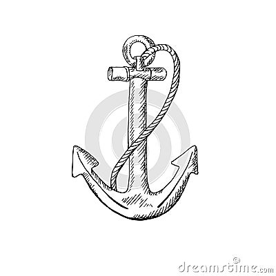 Anchor. Monochrome sketch pattern on white background Vector Illustration