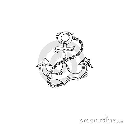 Anchor sketch drawing icon summer themed Vector Illustration