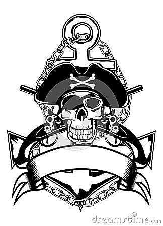 Anchor and skull Vector Illustration