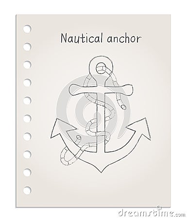 Anchor symbol icon, realistic clean sheet of paper torn from block Vector Illustration