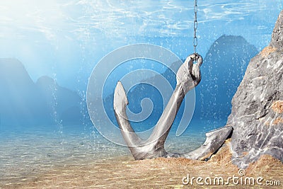 Anchor underwater Stock Photo