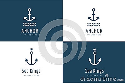 Anchor vector logo icon set. Sea, vintage or Vector Illustration