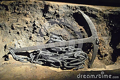 Anchor from the Viking Burial Ship Denmark Editorial Stock Photo