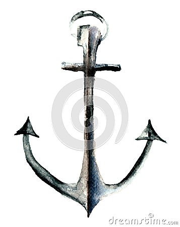 Anchor, watercolor illustration Cartoon Illustration