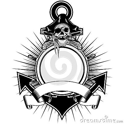 Anchor wheel skull pistols Vector Illustration