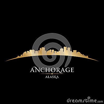 Anchorage Alaska city skyline silhouette black background Vector Illustration