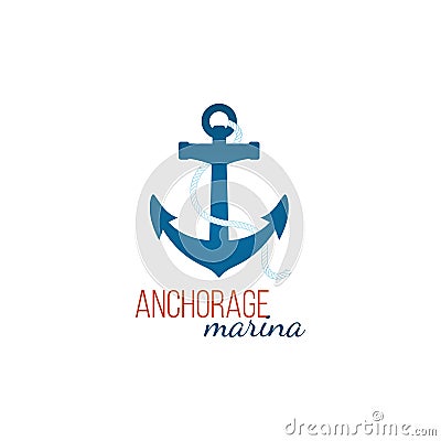 Anchorage marina logo template with anchor Vector Illustration