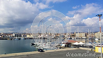 Anchored yachts in Catania dock Editorial Stock Photo