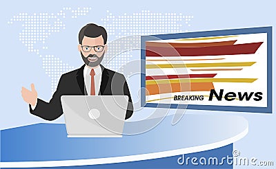 Anchorman of television news illustration Vector Illustration