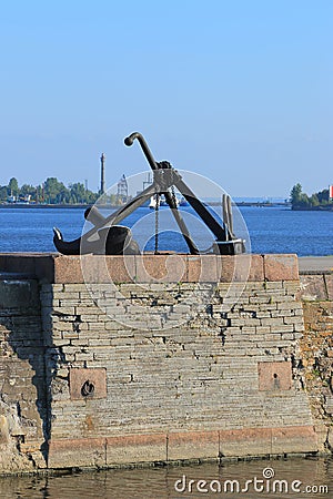 Anchors on the wharf Stock Photo