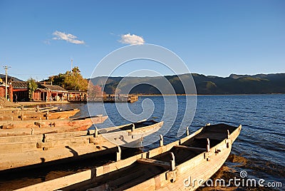 Anchors wooden boat Stock Photo