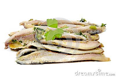 Anchovies in vinegar Stock Photo