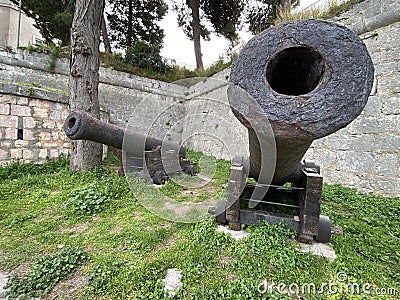 Ancient Cannons in Front Of Split Maritime Museum Editorial Stock Photo