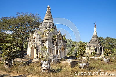 An ancient abandoned Buddhist temple in a thicket. Bagan, Myanmar (Burma) Stock Photo
