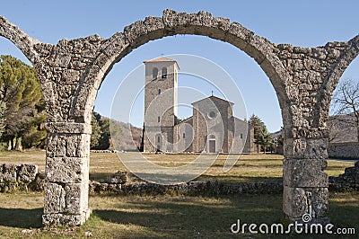 Ancient abbey of Castel San Vincenzo al Volturno Stock Photo