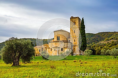 Ancient abbey of San Antimo Stock Photo