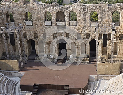 Ancient amphitheater, Athens Acropolis Editorial Stock Photo