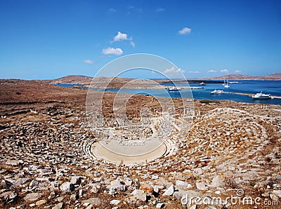 Ancient Amphitheater on Delos Stock Photo