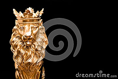 Golden Lion King of animals on black background Stock Photo