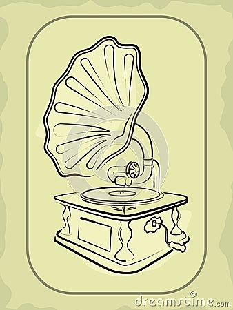 Ancient antiquarian gramophone Vector Illustration