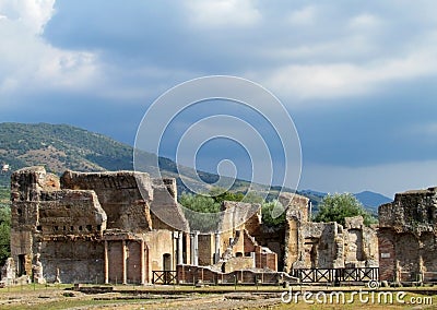 Ancient antique ruins of Villa Adriana, Tivoli Rome Stock Photo