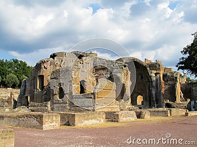 Ancient antique ruins of Villa Adriana, Tivoli Rome Stock Photo